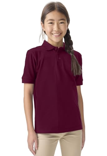 Image of Classroom School Uniforms for Boys and Girls Short Sleeve Pique Polo | Adult Fit, Matching Ribbed Collar, Banded Sleeves, Three-button Placket, Comfortable Fit, School Uniform Essential