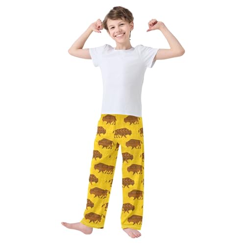 Pajamas Pants Soft Bison Long Sleep Pjs Lounge Pajama Bottoms Elastic Waist with Pockets2