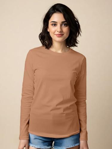 Image of JUNEBERRY Cotton Round Neck Regular Fit Solid Core Full Sleeve T-Shirt Combo for Women & Girls (Pack of 2) (Available Colors: Black, White, Navy, Green,Swanwhite & Cork)