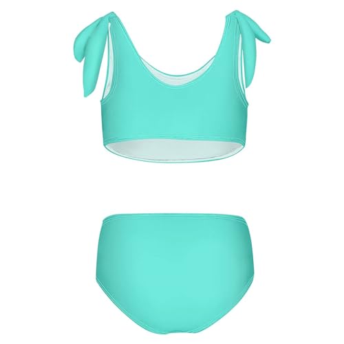 Image of Girls Tankini Swimsuit Bathing Suit Two Piece Bikini Summer Beach Swimwear with Adjustable Strap 3-12 Years Solid Color