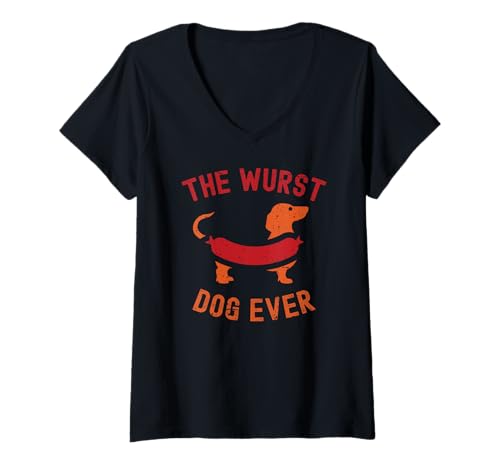 Donna The Wurst Dog Ever Funny Sausage Dog Oktoberfest T Bassotto Maglietta con Collo a V