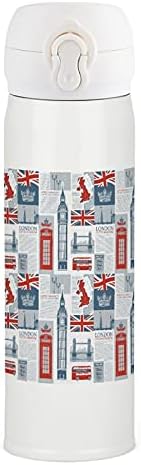 Theme of Uk And London British Flag Stainless Steel Insulated Water Bottle Coffee Mug Tea Cup For Sports Cycling Hiking