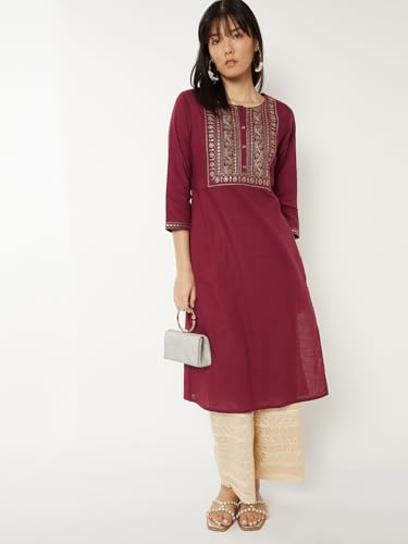 Image of Max Women's Cotton Blend Regular Fit Casual Kurta