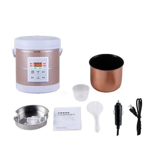 Image of 1.6L Rice Cooker 12V 24V 110V Mini Car home Multifunctional Small Rice Stove Cooking Heating and Keeping Warm Function Fast Cooker Gold (1601-1)