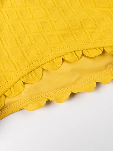 Cupshe Women's One Piece Swimsuit Sexy Cutout Scallop Trim Bathing Suit, M Yellow #TOP7