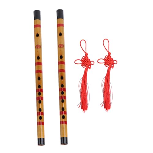 SHOWERORO 1Set Flute for Beginners Traditional Musical Instrument with Natural Color Chinese Knot and Flute Diaphragm present for Music Lovers
