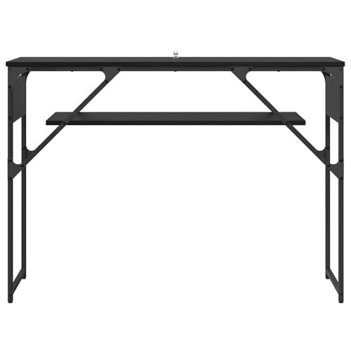 Table console noire avec étagère et rangement pour optimiser votre bureau - 6