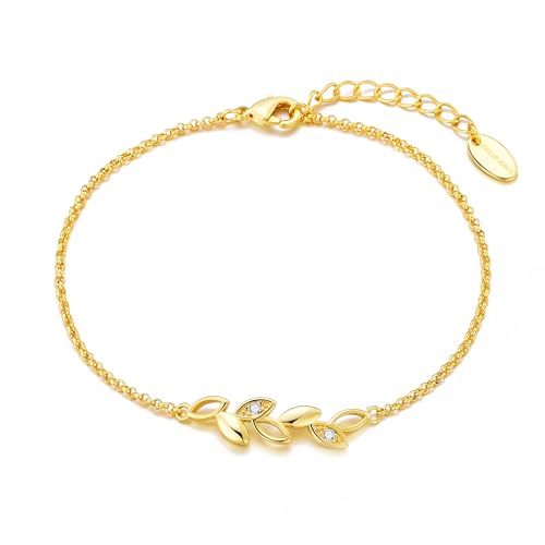 Philip Jones 18k Gold Plated Leaf Chain Bracelet Created with Zircondia® Crystals