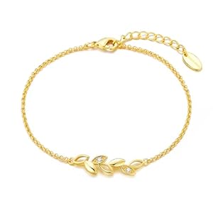 Philip Jones Gold Plated Leaf Chain Bracelet Created with Zircondia® Crystals
