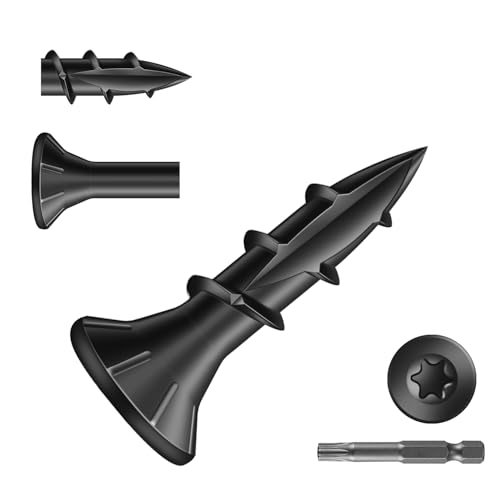 Image of #8 x 5 /8 inch Deck Screws (295Pcs) 1lb. Exterior Wood Screws. Carbon Steel, Black, Flat Head, Rust Resistant epoxy Coated, with T25 Star Bit