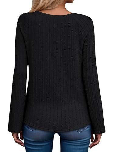 ONLYSHE Womens Shirts Long Sleeve Crewneck Tunic Tops Casual Lightweight Knit Solid Color Sweatshirts Trendy Blouse Basic Tee