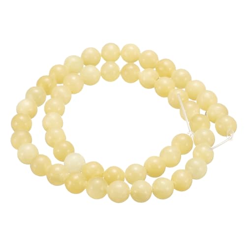 QUARKZMAN 50 Piezas De Cuentas De Piedra Natural 6mm Jade Amarillo Abalorios Redondos De Piedra Auténticos Lisos Para Fabricación De Joyería Pulseras Collares Pendientes DIY