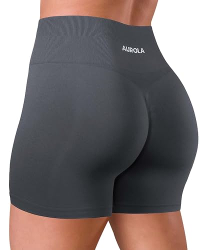 AUROLA Kollektion Dream Workout Shorts für Frauen Scrunch Nahtlose weiche Fitness-Shorts mit hoher Taille,Asphalt Grey,M
