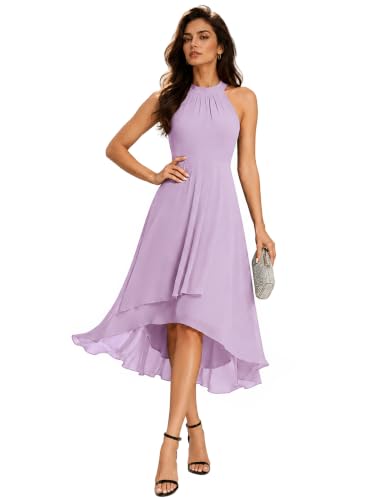 Image of Ever-Pretty Women's Halter Chiffon Midi Cocktail Wedding Guest Dress