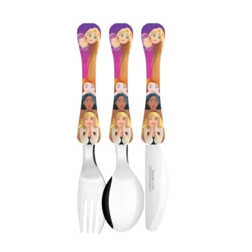SIMONAGGIO Jogo de Talheres Infantil Disney Kids Princesas - Kit de Talheres de Aço Inox C...