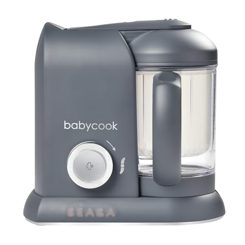 Béaba Babycook Solo Baby Food Maker 4 in 1: Baby Food Processor, Blender and Cooker - Soft Steamer Cooking - Quick - Food Diversification for your Baby - Made in France - Dark Grey - UK Plug