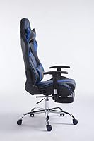 CLP Gaming Bürostuhl XL Limit mit Kunstlederbezug I Gamingstuhl mit Metallgestell I Schreibtischstuhl höhenverstellbar Farbe schwarz/blau mit Fußablage – Ansicht 9