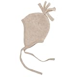 Ecoable Baby Winter Hat with Ties, 6–24 Months | Organic Merino Wool Fleece, Warmer Ear Protection for Infants and Toddlers (Sand, EU 74/80 | 6-12 Months)