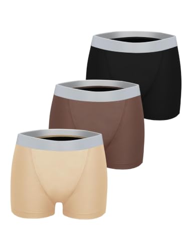 Image of TIICHOO Leakproof Period Underwear for Women Heavy Flow Day and Night Absorbency Period Shorts Pack of 3(Small, Khaki /Brown /Black)