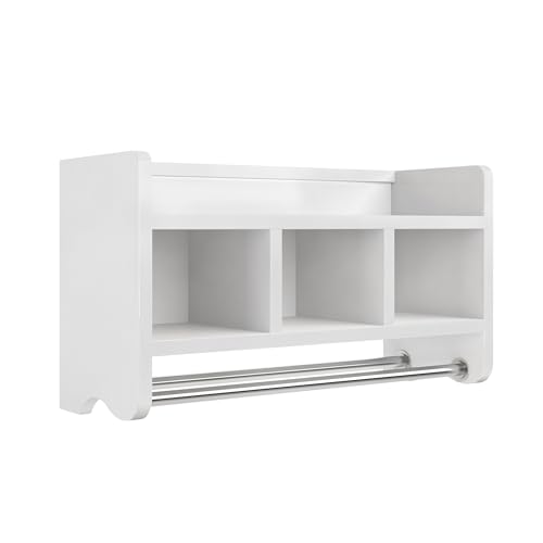Alaterre Furniture 25-Inch Bath Storage Shelf with Dual Towel Rods