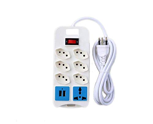 Extensão Elétrica 7 Tomadas Régua Bivolt 2 Usb Cabo 1,8M