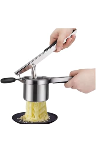 Deluxe Stainless Steel Potato Ricer and Masher, Professional Manual Food Press with Comfortable Handle, Kitchen Tool for Silky Puree