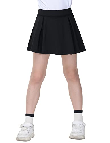 Jack Smith Pleated Tennis Skirt For Girls With Pockets High Waisted Athletic Golf Skorts Skirts For Running Casual Black 7Y #TOP3