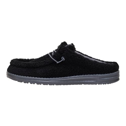 HEYDUDE Wally Slip Sherpa Black Size 15, Mens Shoes, Slip-on Mules, Comfortable & Light-Weight