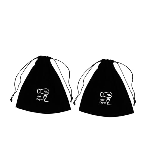 Gogogmee 2 Piezas Bolsa para Secador de Pelo con Cordón de Terciopelo de Unidades Bolsa de Viaje para Herramientas de Almacenamiento Multiuso para Joyas y Objetos Pequeños Color Negro