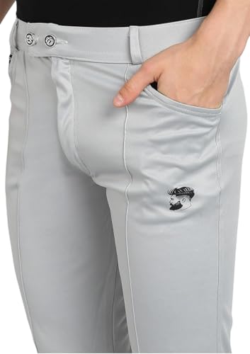 Image of PRAACHIS Men Lycra Stretchable Track Pant with Curved & Zipper Pocket with One Patch Pocket in Back | Regular Fit Lower for Men | Dry Fit Mens Dryfit Track Pant for Casual & Workout - Grey-28