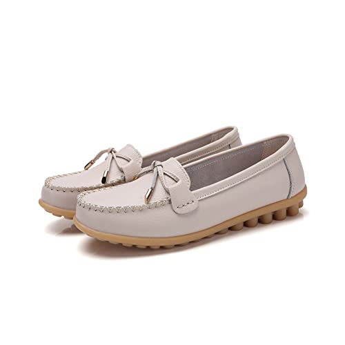 Image of Momuk Women's Penny Loafers Leather Driving Moccasins Slip On Boat Shoes Fashion Comfort Flats