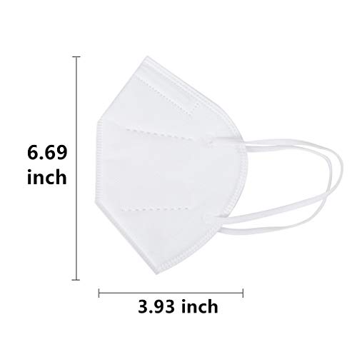 50 peças de proteção facial descartável, 5 camadas de proteção respirável para a boca com argola de