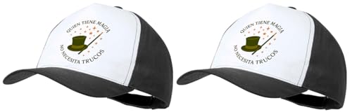 MERCHANDMANIA Pack 2 Gorras Negras Frase motivadora Magia Trucos