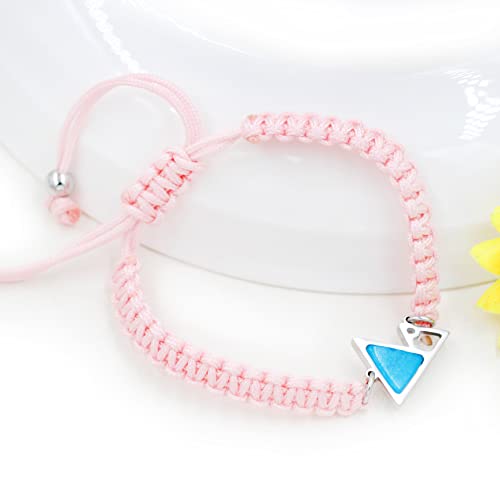 Image of Uloveido Handmade Braided Rope Bracelets with Blue Triangle Mountain Mustard Seed Charm Unisex Mountain Bracelet