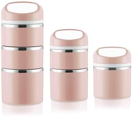 Lille Home 1380ml Stackable Stainless Steel Thermal Compartment Lunch Box, 3-Tier Insulated Bento/Food Container with Upgraded Lunch Bag and Silicone Seals