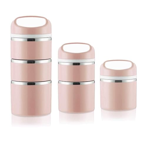 Lille Home 1380ml Stackable Stainless Steel Thermal Compartment Lunch Box, 3-Tier Insulated Bento/Food Container with Upgraded Lunch Bag and Silicone Seals