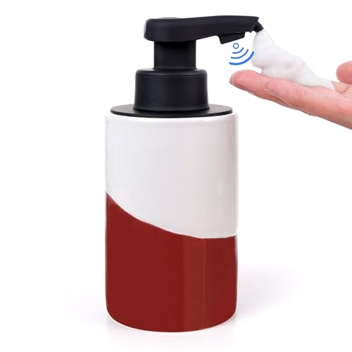 BosilunLife Automatic Soap Dispenser Ceramic Hand Free Soap Dispenser with Waterproof Pump Rechargeable Smart Electric Lotion Soap Dispenser Touchless (White-Green, Foam Pump) White-green Fo