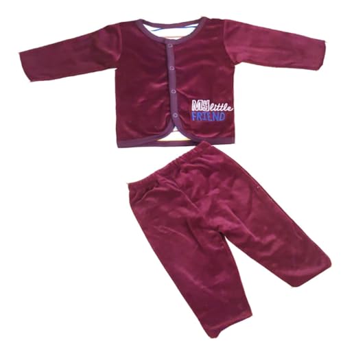 2-in-1 Reversible Baby co-ords with embroidered text - Velvet Solid Cotton Print Flip & Comfortable | BREATHABLE| cozy| skin friendly Shirt Top &Pants | Soft Full Sleeve Front-Open Set. (6-9 MONTHS) - image 2