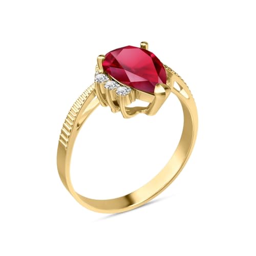 Imagen de 1,52 Ct 14 K Anillo De Oro Macizo con Natural rubí y Diamantes