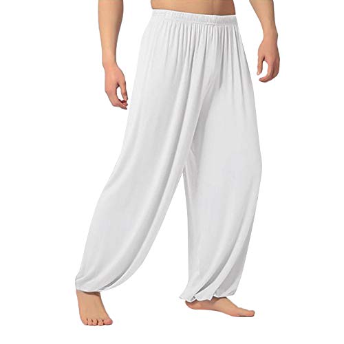 PARVAL Pantalones de Linterna Casuales de los Hombres Pantalones de chándal Baile Pantalones de Yoga Pantalones Harem Casuales Gimnasio Recto Color sólido Pantalón Pantalones