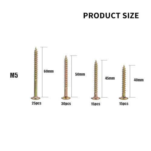 TOOINKCV 85pcs Coarse Thread Drywall Screws, Drive BugleHead Wood Screws Assortment Kit, #10 2-5/16" to 1-1/2" - Image 2