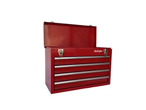 Workington Portable Metal Tool Chest With 4 Drawers, 20" 4-Drawer Tool Chest Cabinet With Ball Bearing Drawer Slides, Steel Tool Storage Box Organizer 4004 Red #TOP4