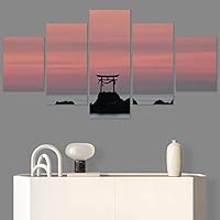 SIGNWIN 5 Panel Canvas Wall Art Modern Art Coastal Colorful Multicolor Photography Romantics Sunset for Home Decorations Ready to Hang - 60