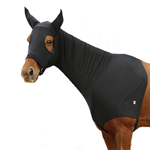 Harrison Howard Capucha elástica para caballo con cremallera, color negro, talla M