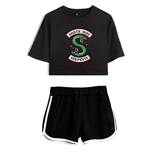 HAOSHENG Riverdale Camiseta Cortos de Verano Chándales Vibrante Linda Cintura Alta Conjunto Niña y Mujer(M)