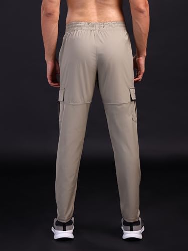 Image of TECHNOSPORT Men's Regular Fit Mid Rise Polyester Solid Cargos for Activewear, Regular Use and Quick Dry