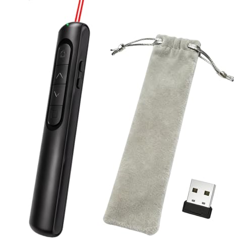 KEUPOK puntero láser PowerPoint, control remoto de presentación inalámbrico de largo alcance, puntero láser potente Plug And Play, con 1 bolsa de almacenamiento