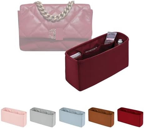 Purse Organizer Insert for 19 Handbag, Satin Bag Insert Compatible with Chanel, Lightweight and Soft Touch Inner Bag for Women Luxury Handbags, Multicolor Options(Rouge Grenat, Jumbo30)