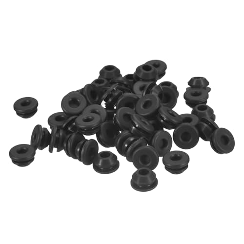 uxcell 50Pcs Silicone Plugs, Rubber Round Snap in Locking Hole Plugs for 6.5-7mm Hole, Hole Stoppers Waterproof Hole Plug for Metal Tube, Furniture End Caps Inserts, Black