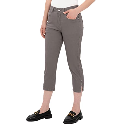 Hacikis Womens Twill Chino Capris Straight Leg Basic 5-Pocket Business Capri Pants Trousers